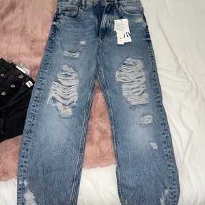 Zara boyfriend jeans with rips